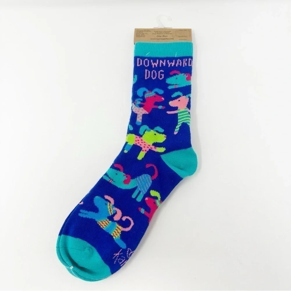 KARMA “Downward Dog” Yoga Themed Crew Socks